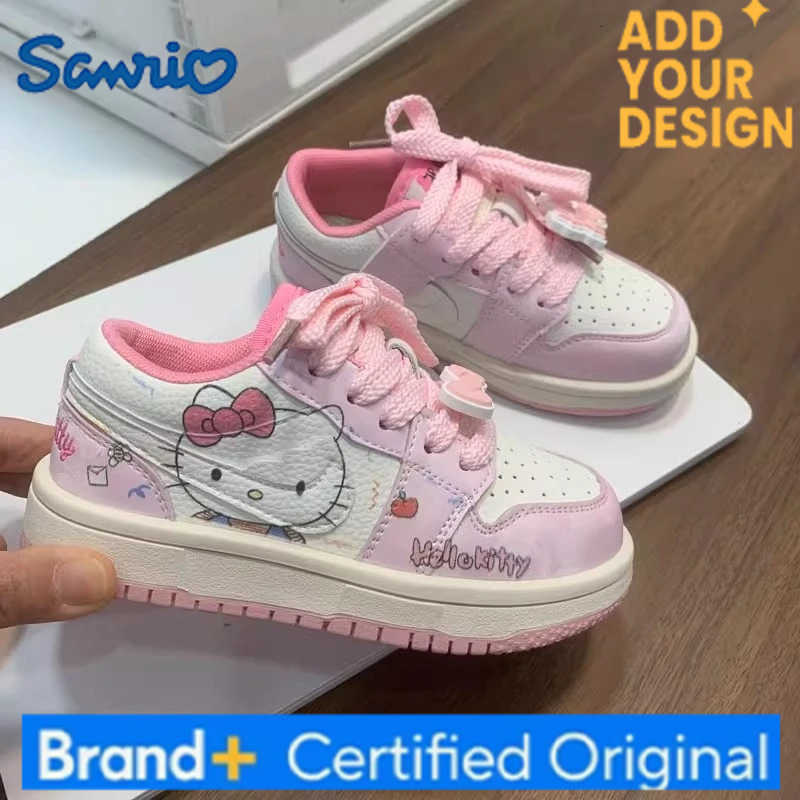 Sanrio Miniso 2025 Spring Fall Retro Girls Shoes Hello Kitty White Sneakers Soft Sole Comfortable Fashion H251223