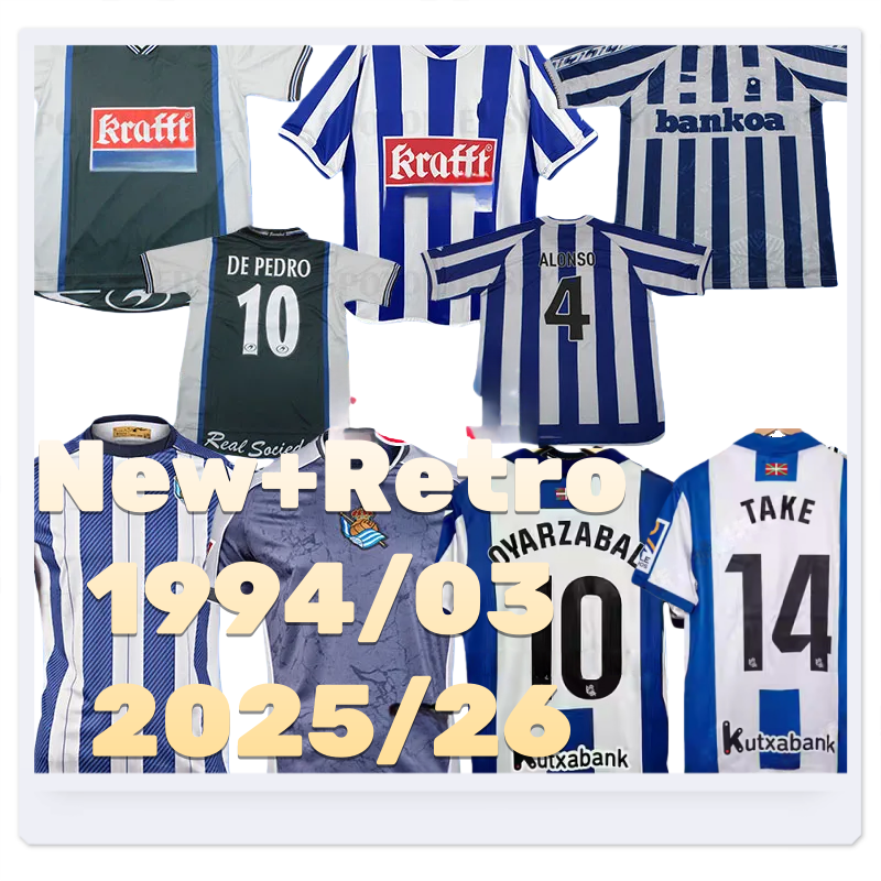 1994/03 Real SoCIEdad retro soccer jerseys 02 03 Xabi Alonso Nihat KOVACEVIC DE PEDRO 1994 1995 vintage classic football shirt 2025/26 football shirt