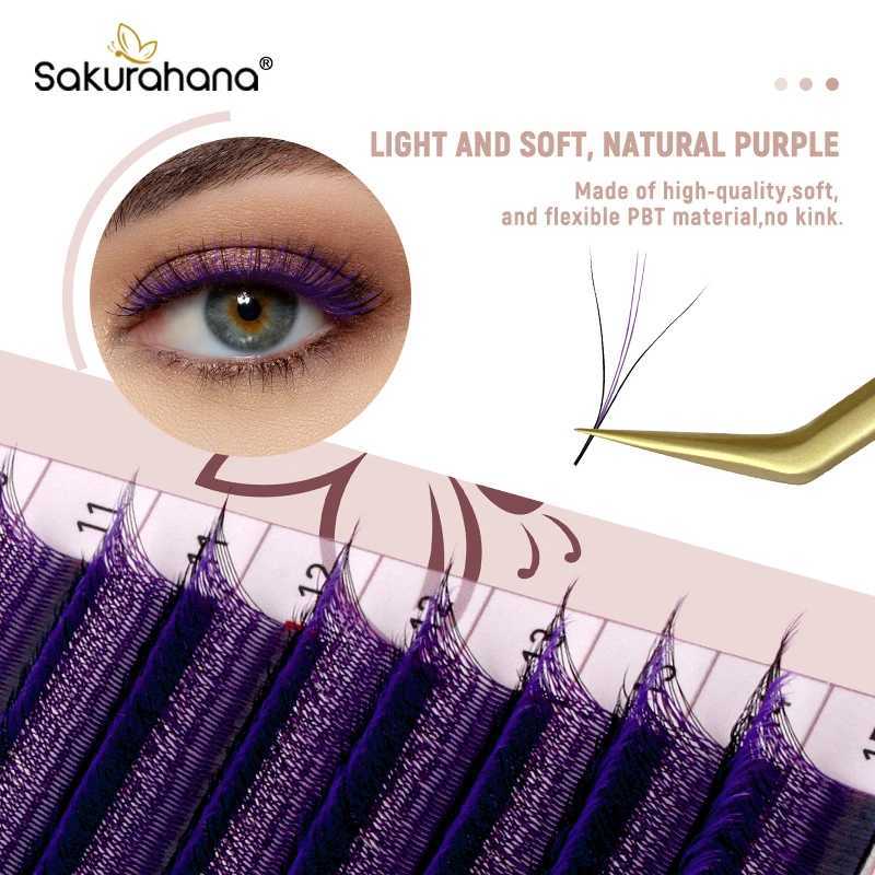 Sakurahana Colorful Spike 3D W Shaped Lashes Three Core Shape Faux Eyelashes Blue Pink Purple Clover Natural Soft False LashesT251223