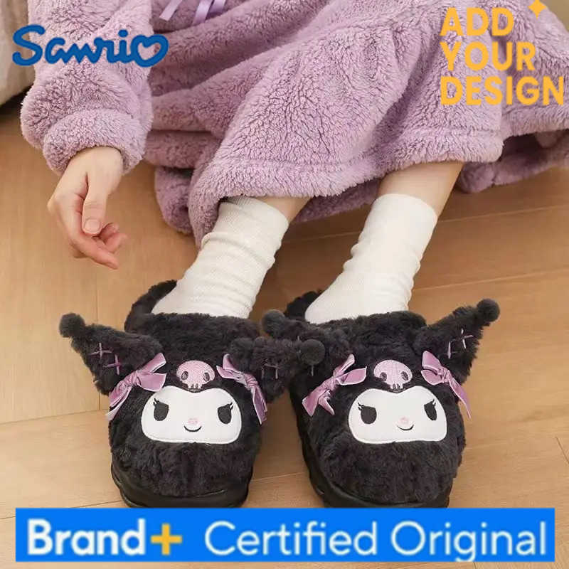 Sanrio Hot Kuromi Peripheral Products Cotton Slippers For WomenS Autumn And Winter Home Anti Slip Cute Cartoon Cotton Shoes Thickened H251223