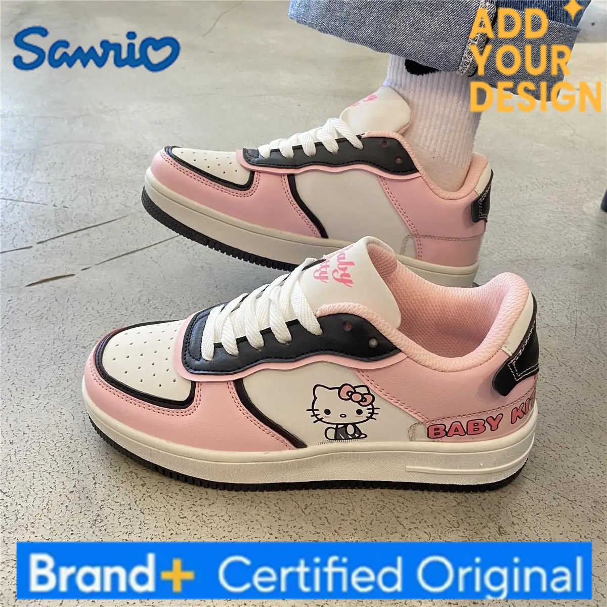 Sanrio 2025 Hello Kitty Pink Cute Board Shoes Female Student Soft Girl Katie Cat Sports Shoes Anime Kawaii Women Skateboard Shoes Gifts H251223