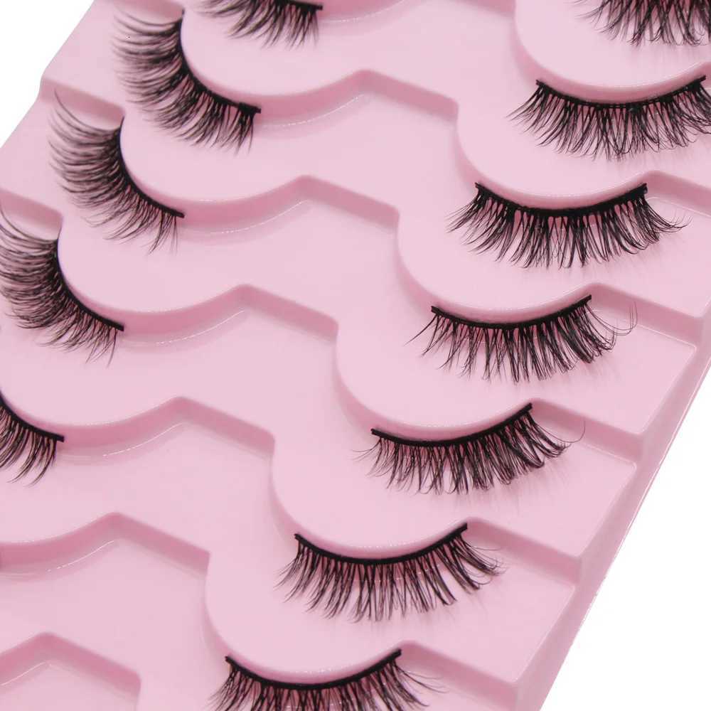 Moonlily 10 Pairs Half Eyelashes Natural Soft Cat Eye Lashes Reusable Winged Fluffy False Mink Lashes Extensions Makeup ToolT251223