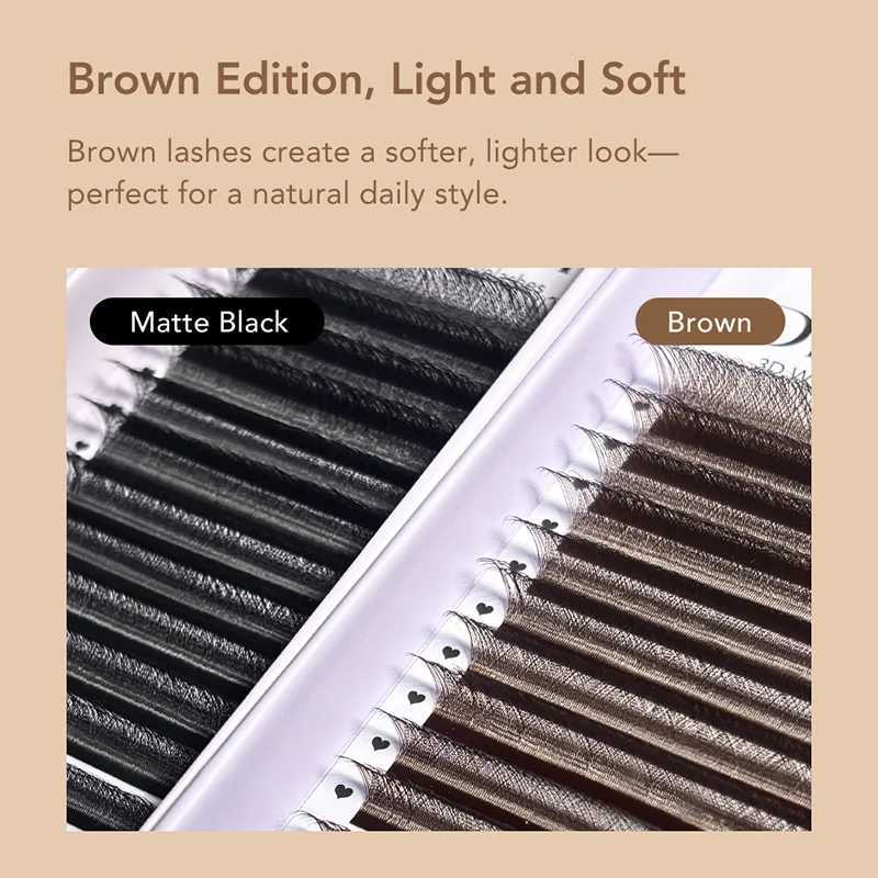 DIYDAY Dark Brown 3D 4D 5D Eyelashes W Shaped Premade Fan Lashes Easy Apply Thick Crisscross False Mink Eyelash ExtensionT251223
