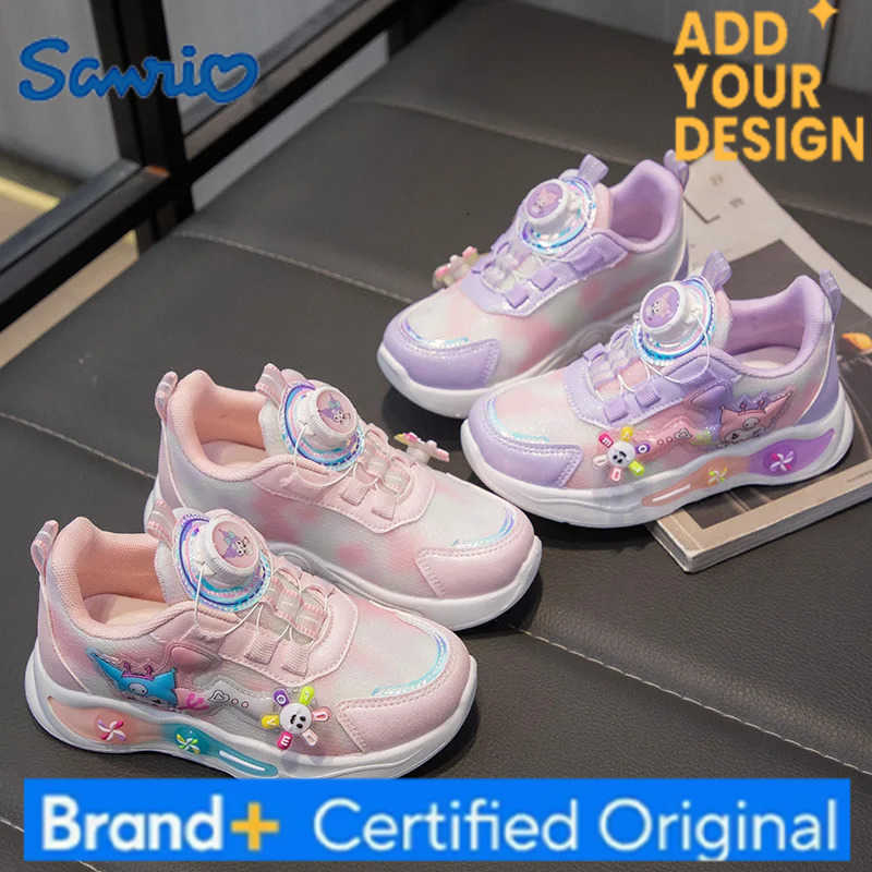 Sanrio Chidrens Autumn New Fashion Cartoon Kuromi Sports Shoes Girls Cute with Windmill Casual Shoes Rotating Button Running Sneakers H251223