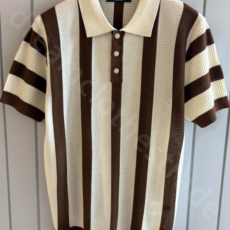 Luxury Designer Men Polos Summer Old Money Business Leisure Lapel Short Sleeve Polo Shirt Black Brown L1289