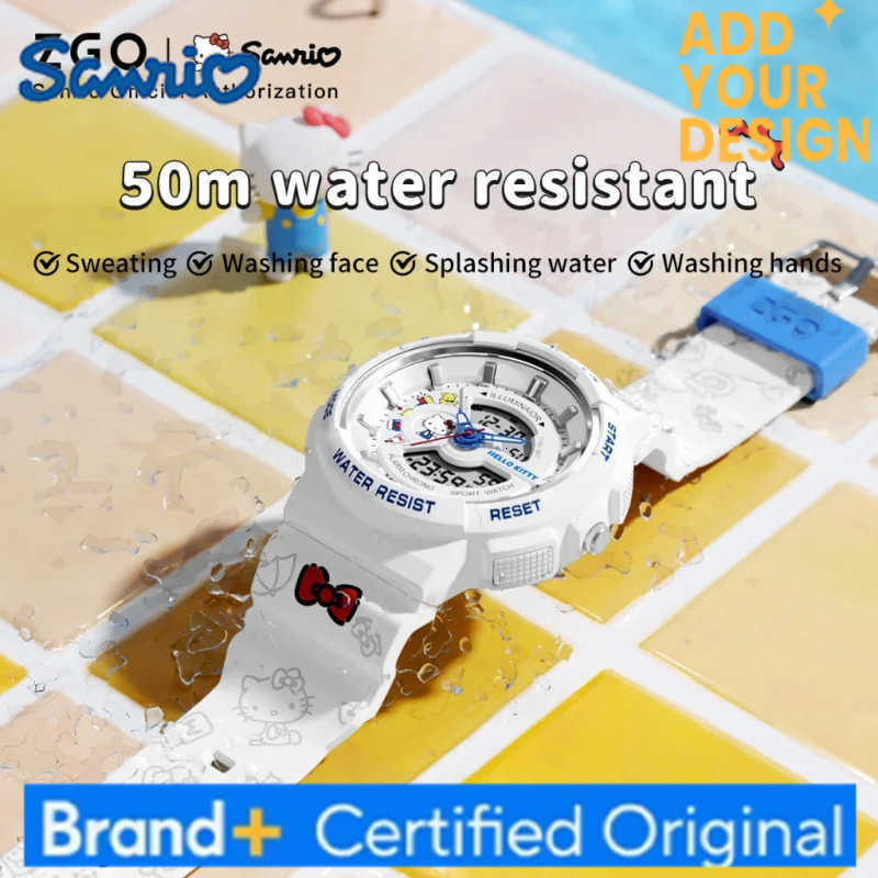 Sanrio Hello Kitty ladies digital watch multi-functional dual-display waterproof sports watch for students gift 8573 H251223