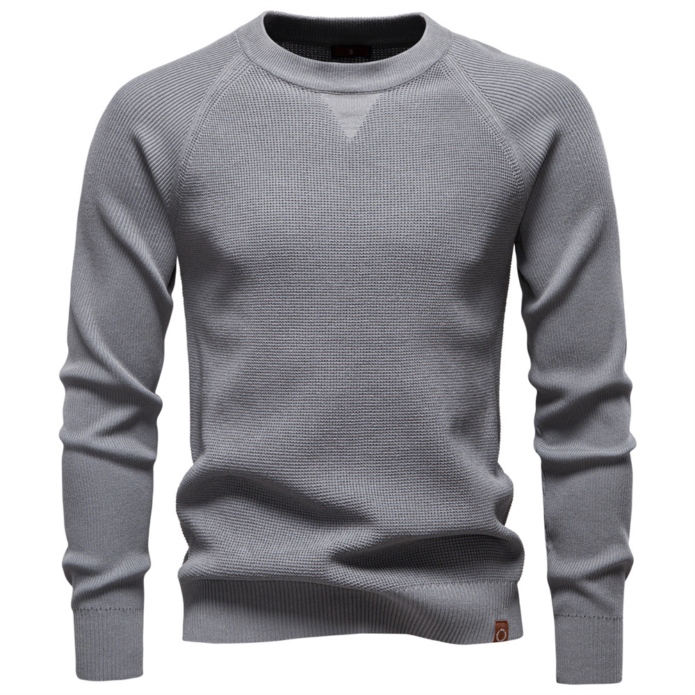 WOZK2026 autumn and winter new round neck fashionable solid color sweater for men, high-quality business casual knitted men's sweater men's 