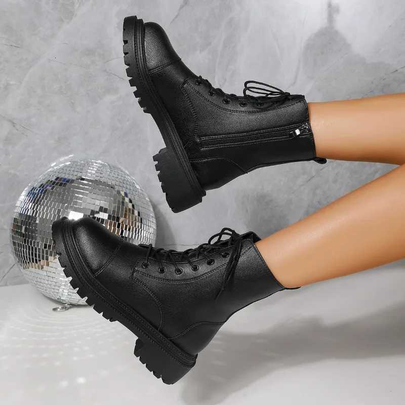 2025 High Quality Ladies Shoes Side Zipper Womens Fashion Lace-up Modern Boots Women New Plus Size Best Seller Mid-Calf BootsT251223