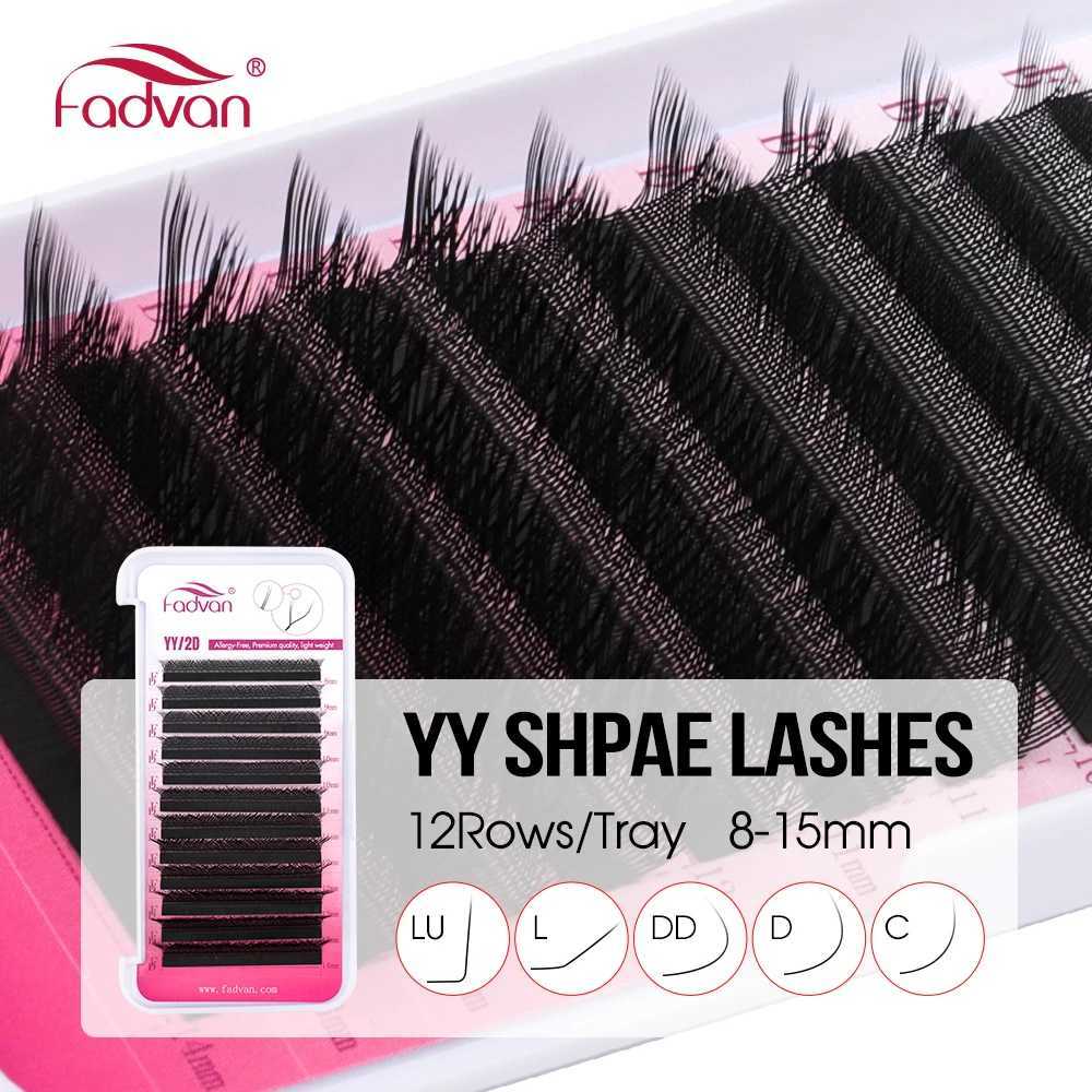 Fadvan Double Tips YY Shape Black Brown Eyelashes Extensions C/D/L/LU/L High Quality Individual Lashes Volume Eyelashes MakeupT251223