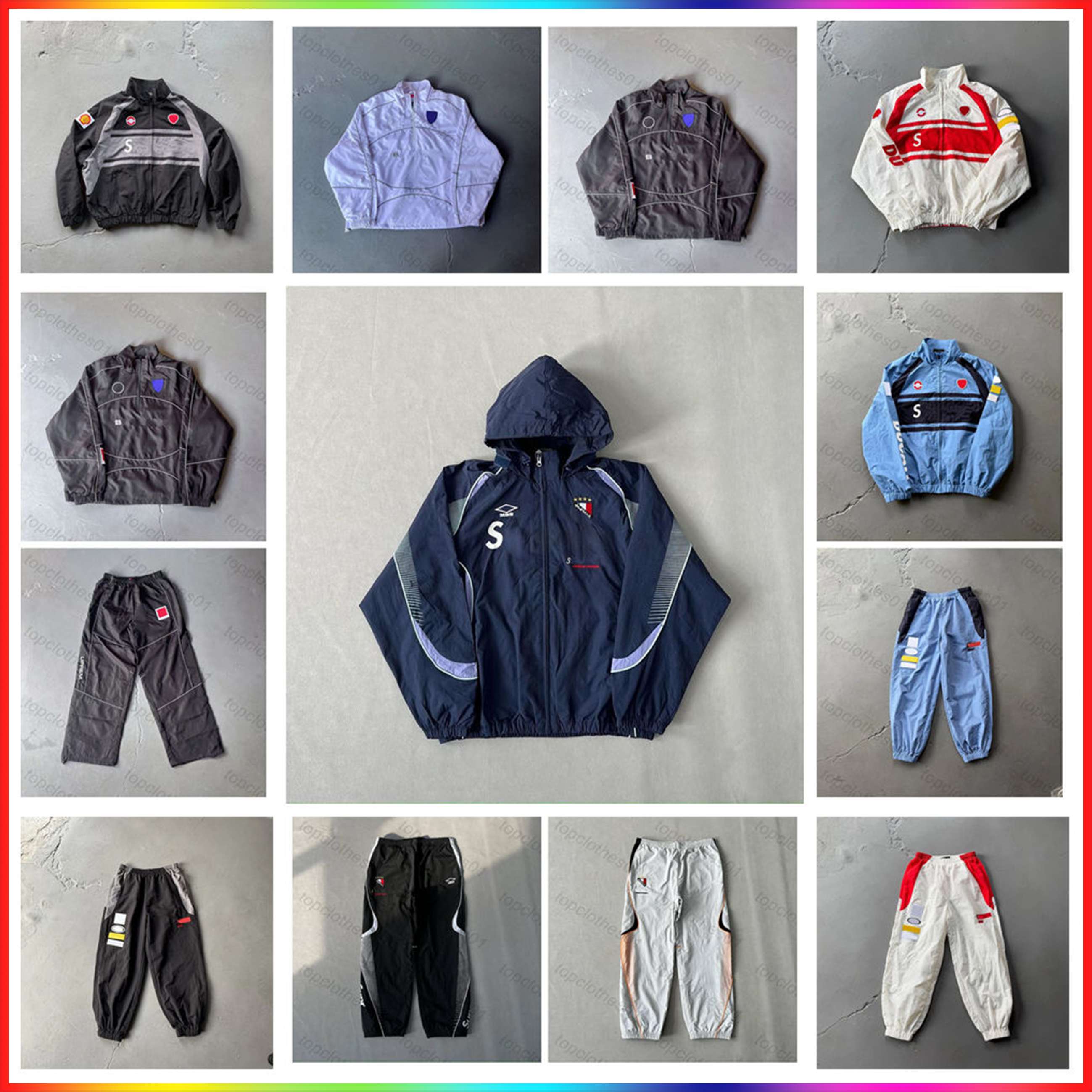 New Fashion mens designer hoodie Sportswear supremely jacket Embroidered Patterns Retro Racing Jacket hoodie Drawstring Pants Woven Running Pants Set