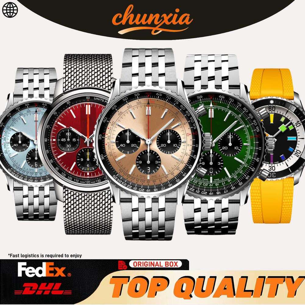 Luxury Breitlnglies Men's Watches Airborne Legacy Pilot Chrono Wristwatches Iconic Textured Bezel Sporty-luxury Timepieces Designer Premium Gift Box Montre dc3