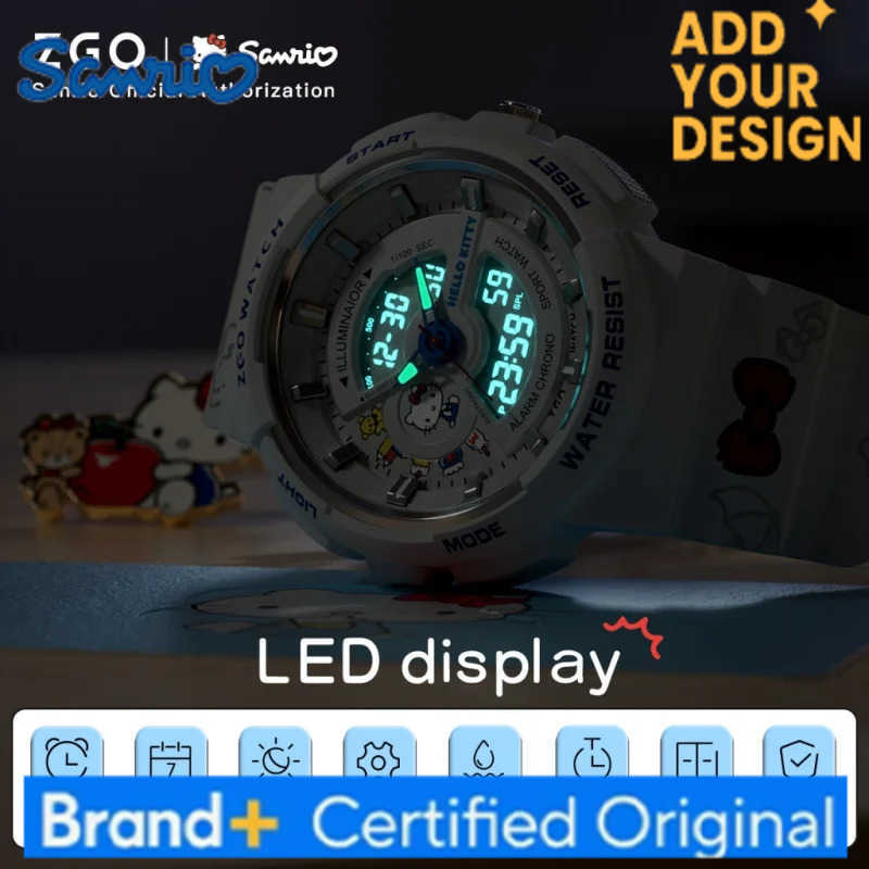 Sanrio Hello Kitty ladies digital watch multi-functional dual-display waterproof sports watch for students gift 8573 H251223