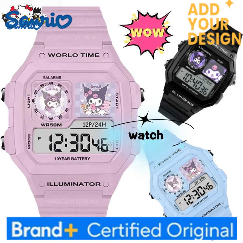 Sanrio Kuromi Cinnamoroll electronic watch for girls cute kawaii sports silicone luminous student toy watch holiday gift H251223