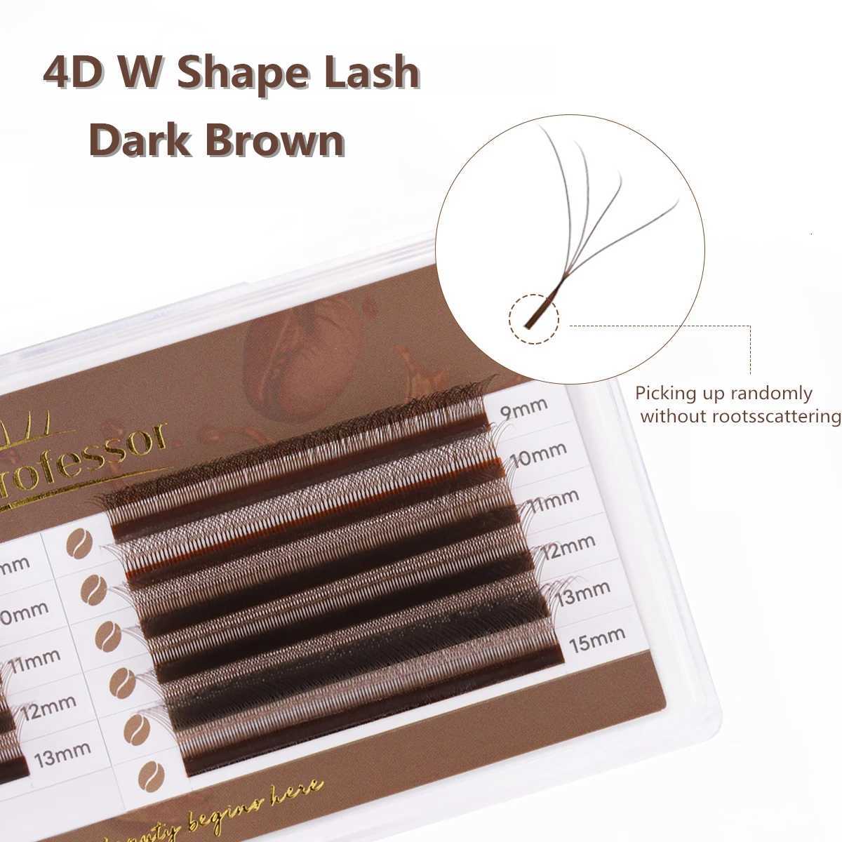 Medium Brown/Dark Brown W Style Faux Mink Eyelash Extension Natural Soft Premade Fans Brown 4D Fairy Clover Lash Tray MakeupT251223