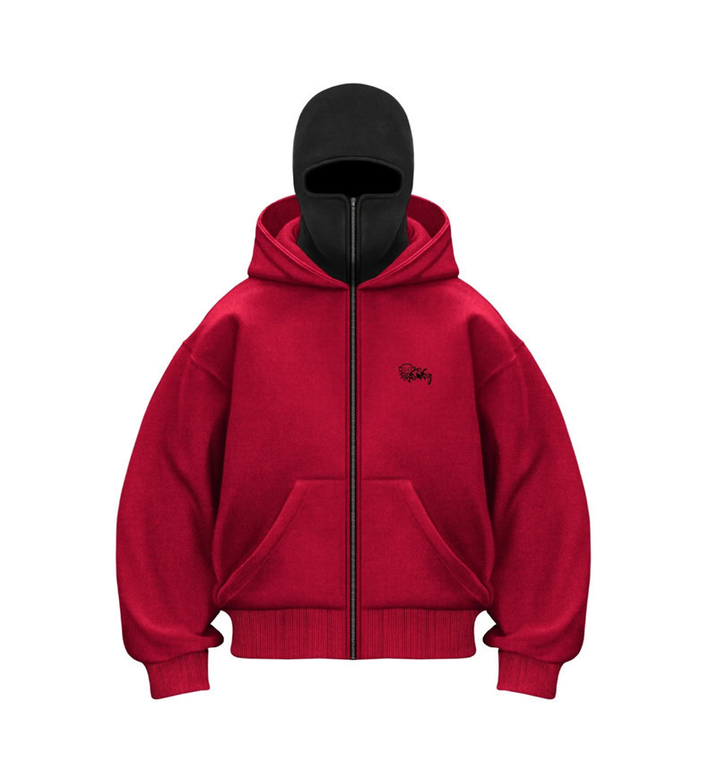 2025 American Trendy Brand Double-Hood Zip-Up Jacket Hooded Cardigan Sweatshirt Couple Style Windproof Streetwear