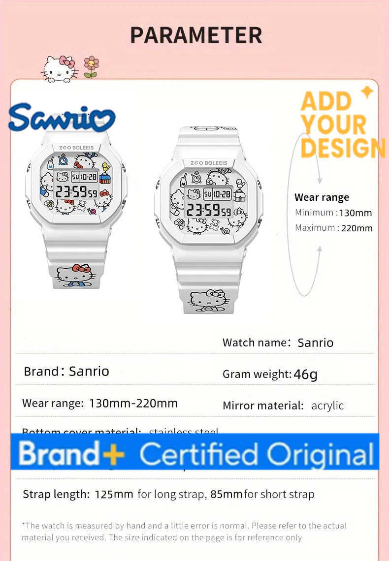 Sanrio Hello Kitty Watch LED Digital Watchs Student Versatile Silicone Watch Childrens Wrist Watch Waterproof Sports Kids Clock H251223