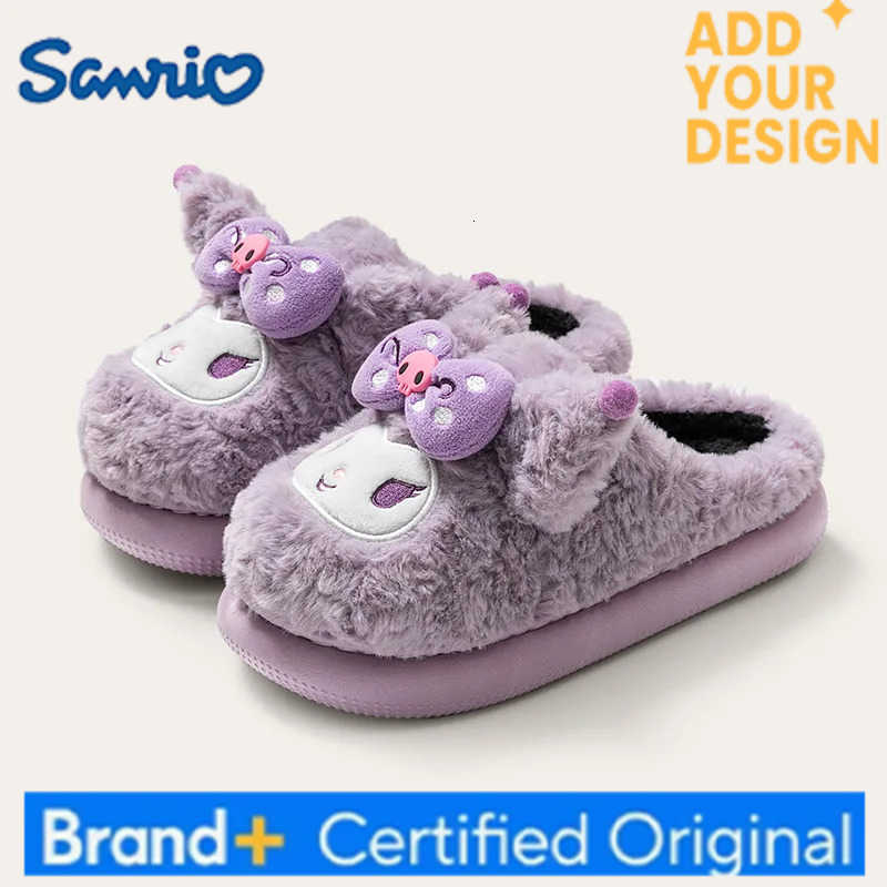 Sanrio New Kuromi Cotton Slippers for Womens Autumn Winter Anime Figure Home Anti Slip Cute Cartoon Cotton Shoes Thickened Kawaii H251223