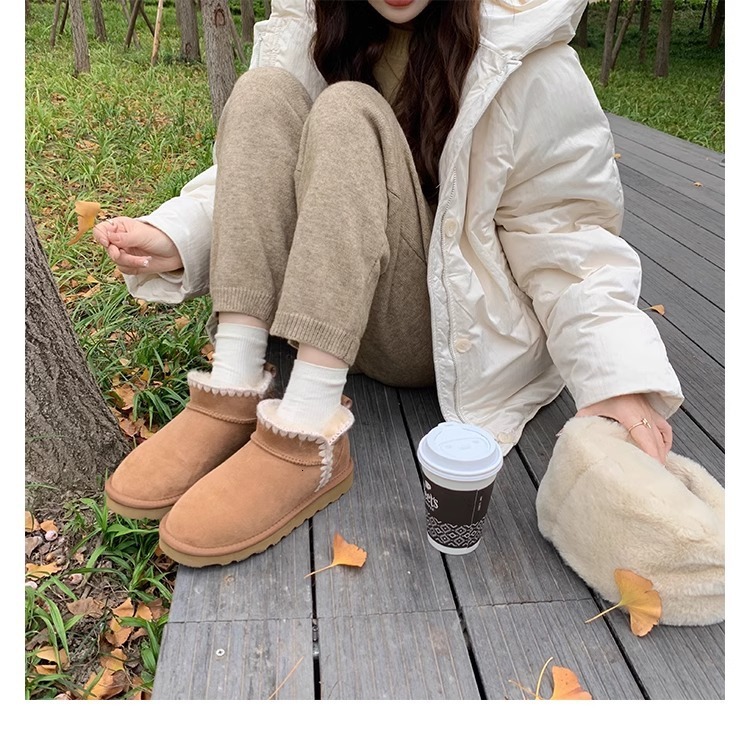 Autumn and winter new mid waist stitched snow boots designer fashion shoes