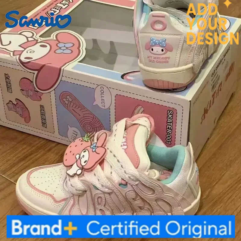 Sanrio Hello Kitty Skateboard Shoes Cinnamoroll Kawaii Casual Couple Sports Thick Sole Non-slip Wear-resistant Skateboard Shoes H251223