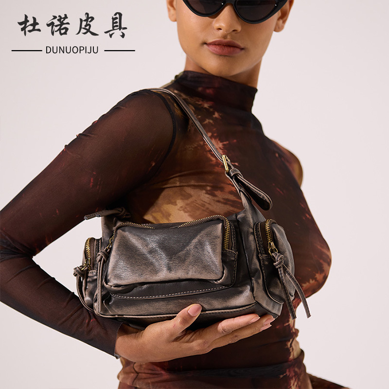 Small Double Pocket Cloth Shoulder Bag for Women Winter Trend Fashion Y2K Crossbody Bags Handbags 241111