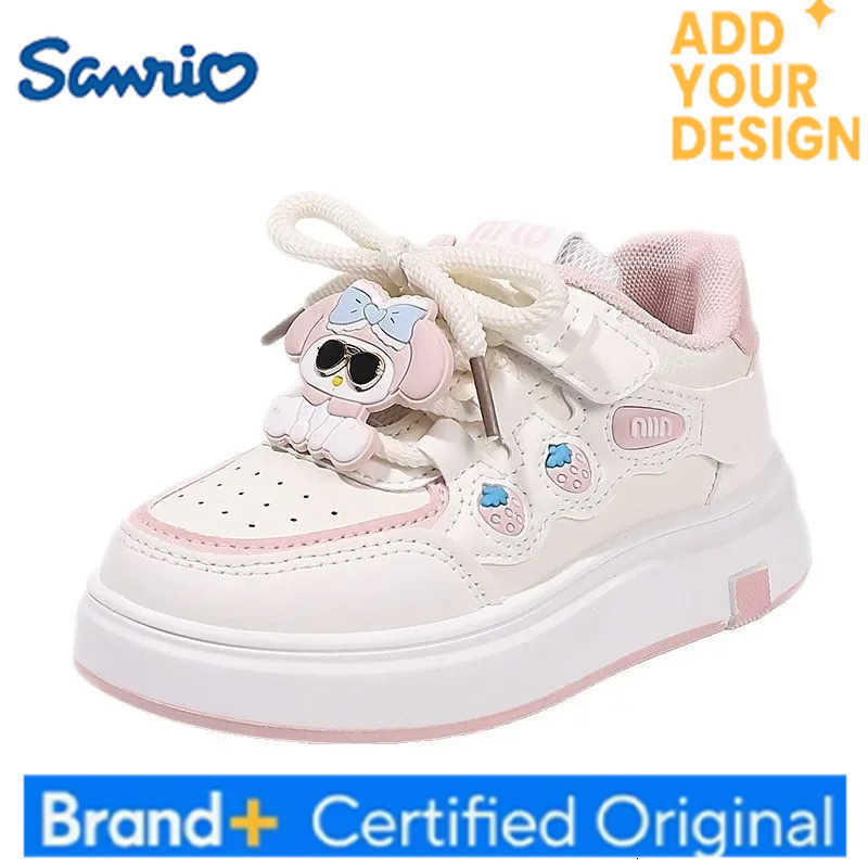 Sanrio KidsCasual Shoes Sneakers Cartoon My Melody PU Leather For Girls Anti-slip Velcro Breathable Pink Pruple Shoes Size 28-37 H2512231