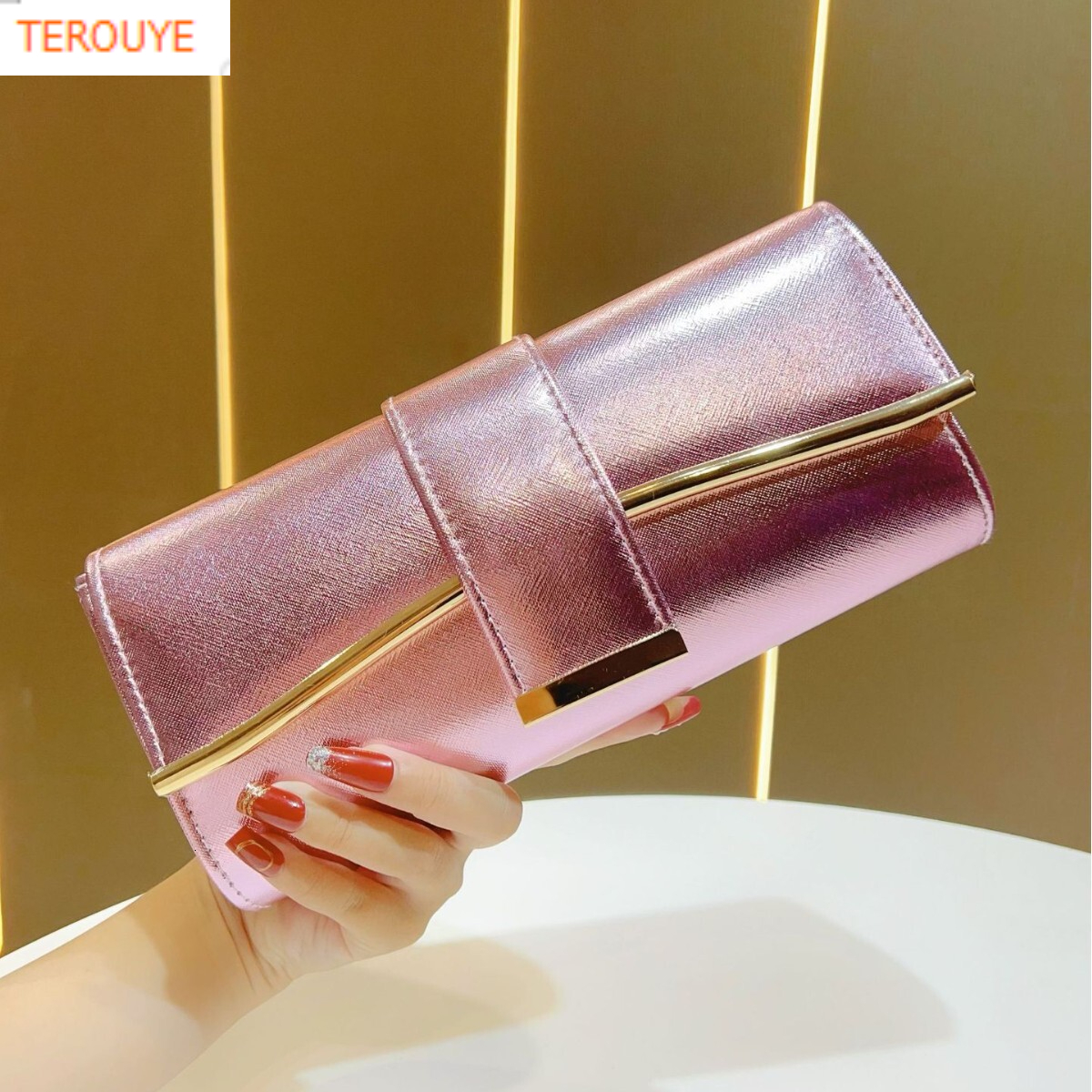 TREOUYE Autumn New Women's Wallet Simple Trendy Handbag Card Bag Evening Dress Bag Fashionable Light Luxury Elegant Bag