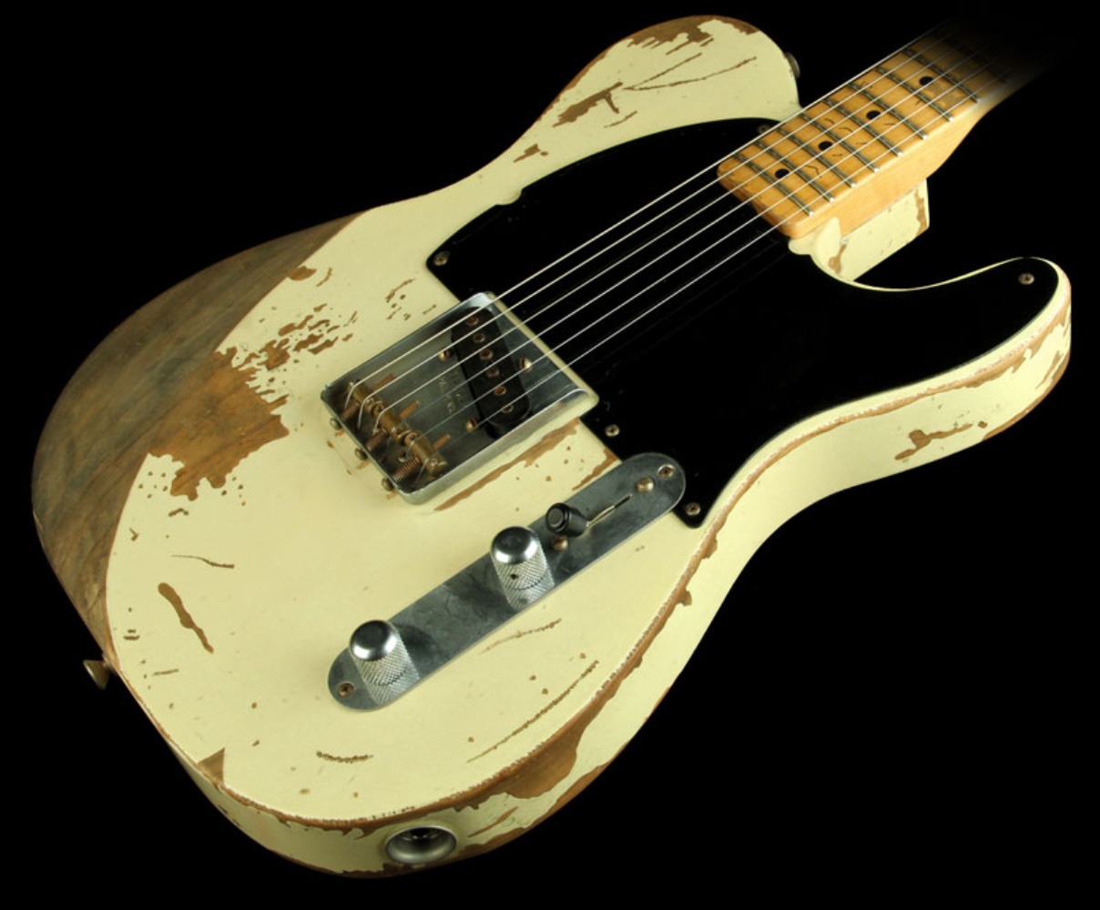 1954 Jeff Beck Yardbirds Heavy Vintage White Electric Guitar Masterbuilt by Todd Krause, Vintage Tuners, 3 Saddles Bridge