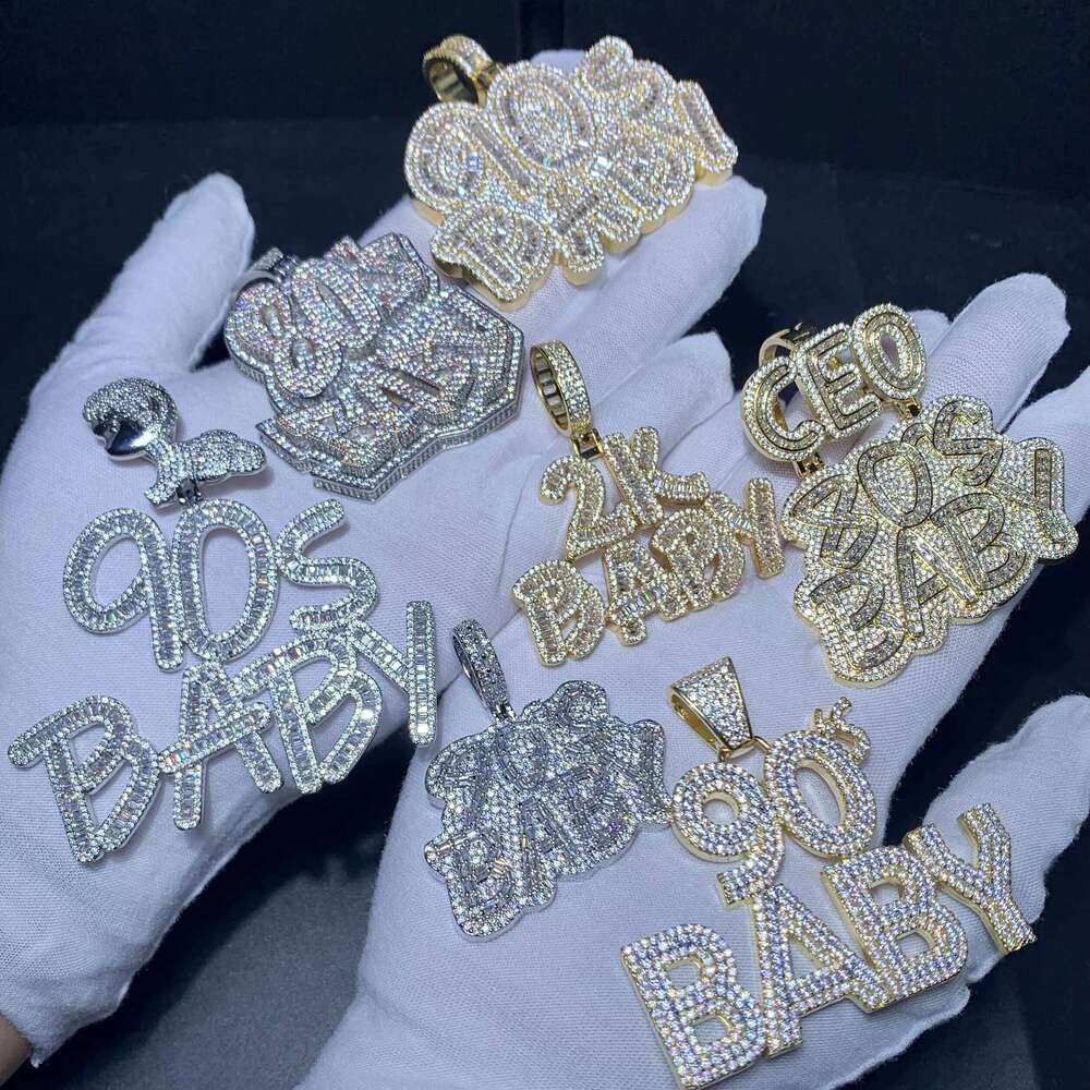 80s 90s 2k Baby Hip Hop Men's VVS Moissanite Pendant Necklace Factory High Quality