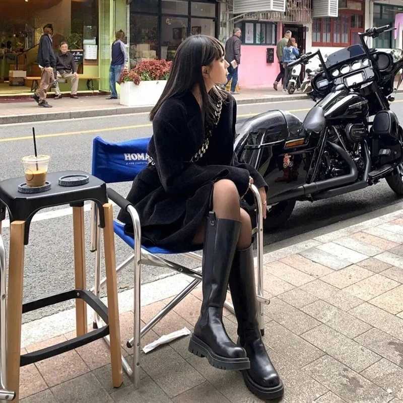 Platform Women Knight Long Boots Fashion Warm Fur Shoes Autumn Winter Square Heels Ladies Knee High BootiesT251223