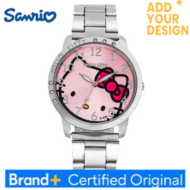 Sanrio Hot Sales Casual Simple Steel Band WomenS Watch Hello Kitty Fashion Cartoon Kawaii Quartz Watch Girls Birthday Gift H251223