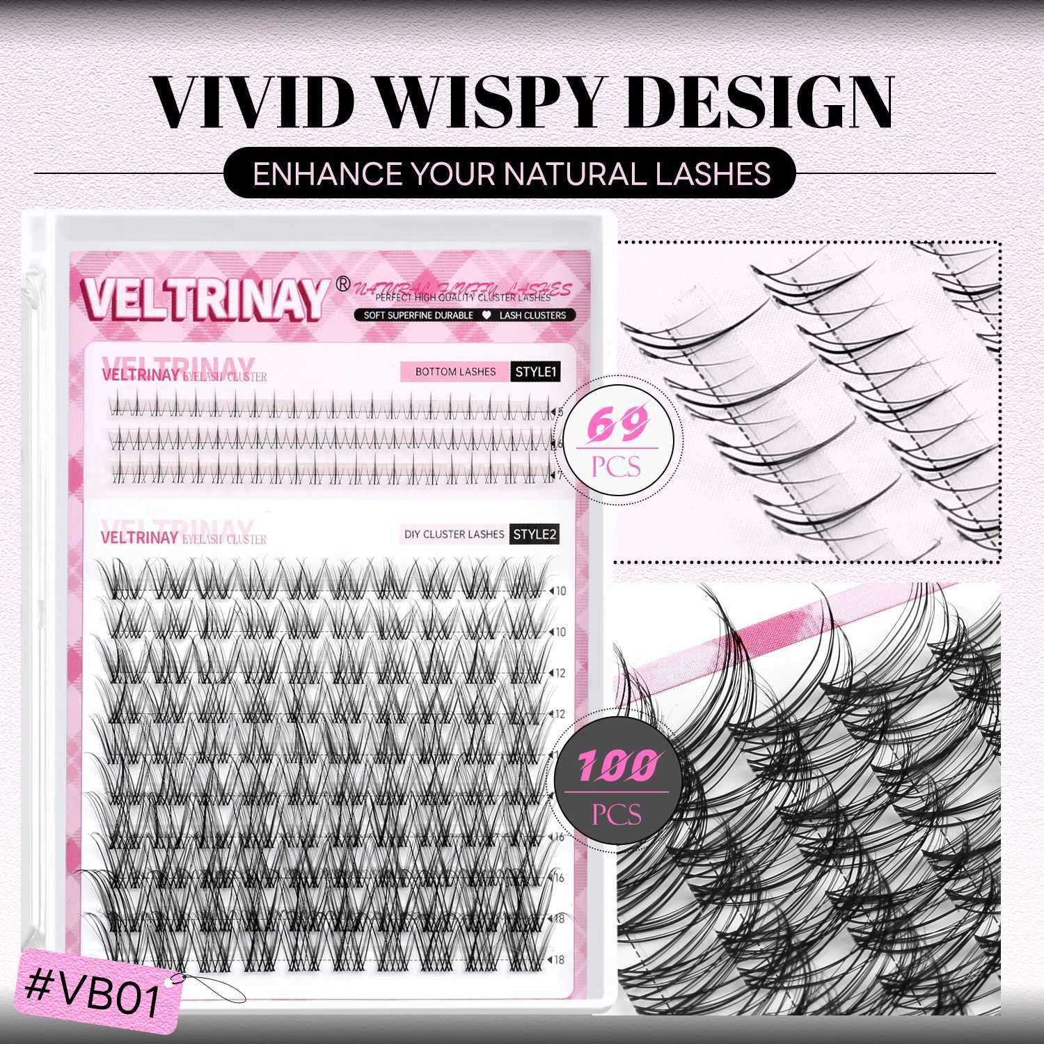 Veltrinay Lash Clusters Invisible Band Eyelash Clusters Upper Bottom Eyelashes Eye Lashes Natural Look DIY Eyelahes MakeupT251223