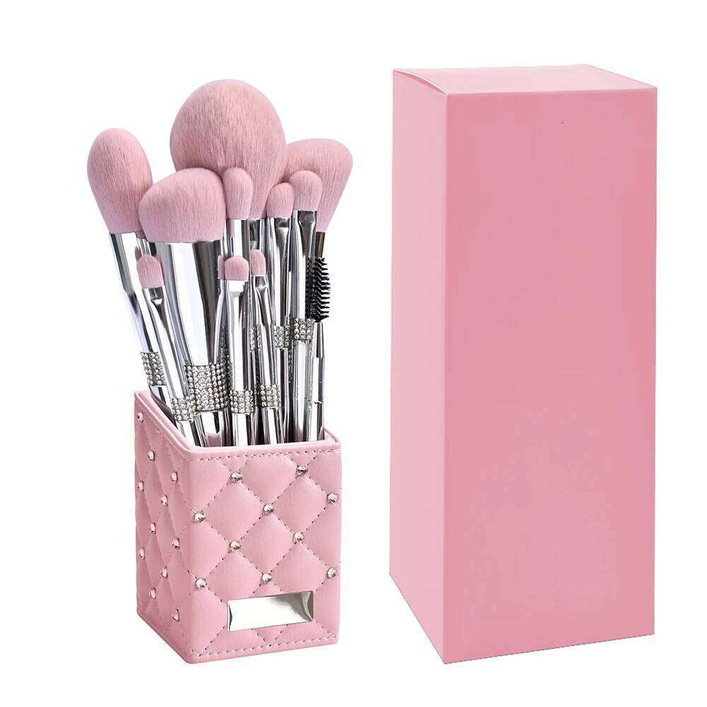 New 11 Pcs/set Diamond Makeup Set Powder Foundation Blush Contour Eyeshadow Brow Lashes Cosmetic Brushes Beauty Tools X251223