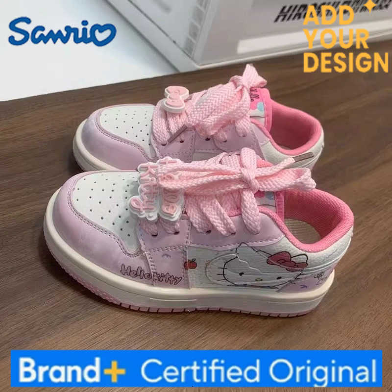 Sanrio Miniso 2025 Spring Fall Retro Girls Shoes Hello Kitty White Sneakers Soft Sole Comfortable Fashion H251223