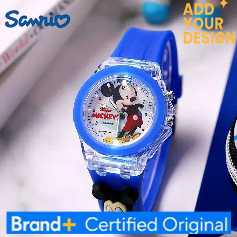 Sanrio Disney Fashion Minnie Childrens Watch Mickey Mouse Childrens Flash Light Cartoon Figure Doll Boys Girls Birthday Gifts H251223