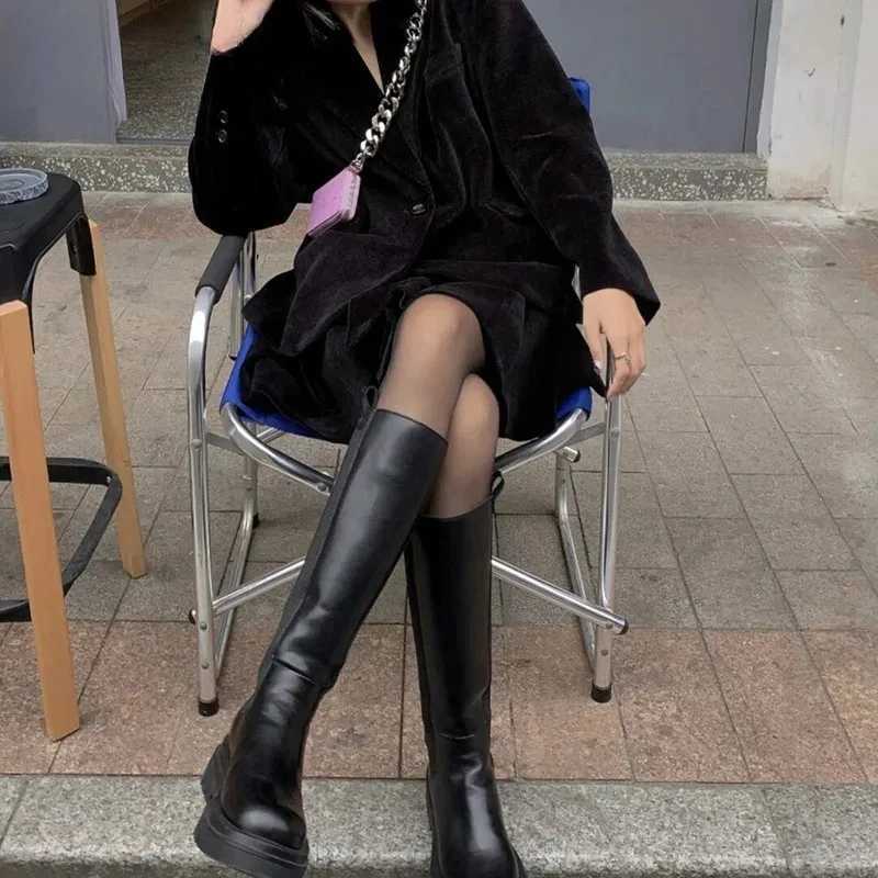 Platform Women Knight Long Boots Fashion Warm Fur Shoes Autumn Winter Square Heels Ladies Knee High BootiesT251223