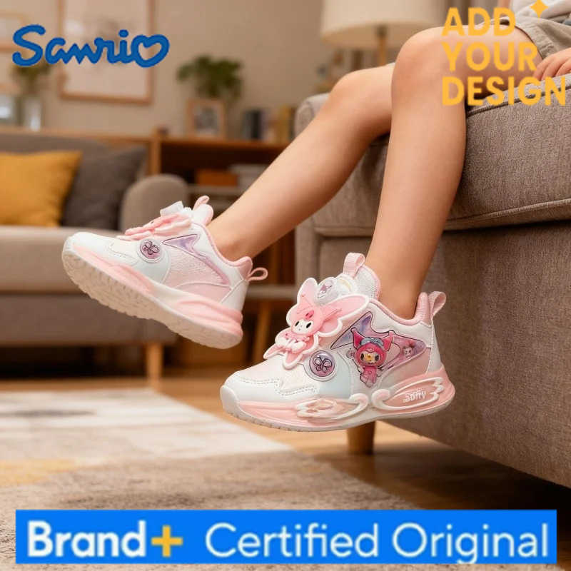 Sanrio KidsCasual Shoes Sneakers Led Light Cartoon Kuromi PU Leather For Girls Anti-slip Breathable Pink Pruple Shoes Size 26-33 H251223