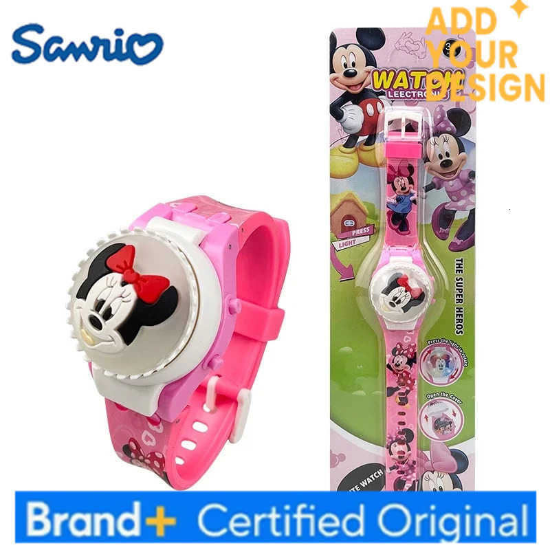 Sanrio New Spiderman Kids Watches For Boys Cartoon Hello Kitty Stitch Children Rotate Watch with Flash Light Girls Toys Clock H251223