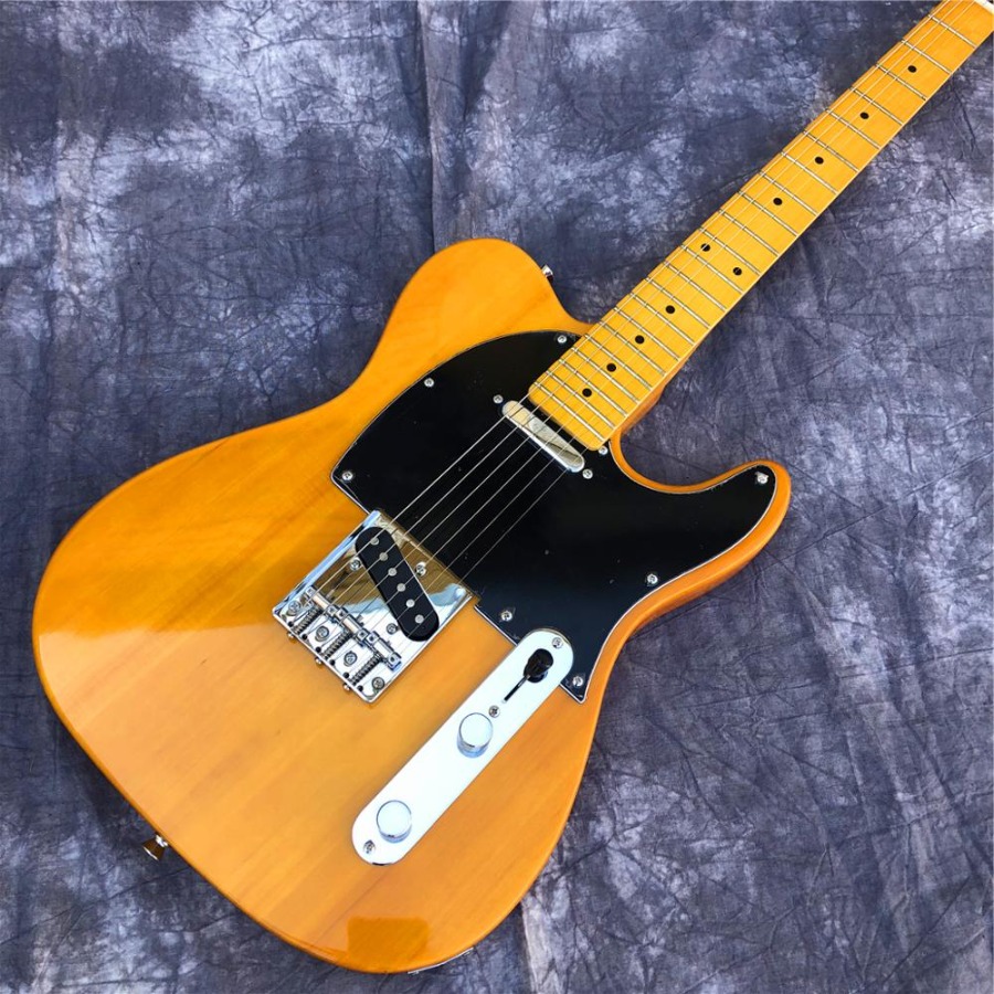Vintage 52 ButterscotchBlonde Natural Electric Guitar Basswood Body, 3 Saddle Bridge, Straight Neck, Black Pickguard, Maple Fingerboard, Dot Inlay