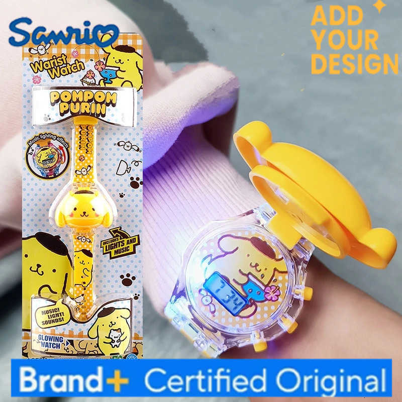 Sanrio Kuromi My Melody Kawaii Lighting Music Flip Watch Luminescent Electron Toys Creative Jewelry A Birthday Gift for Girl Boy H2512231