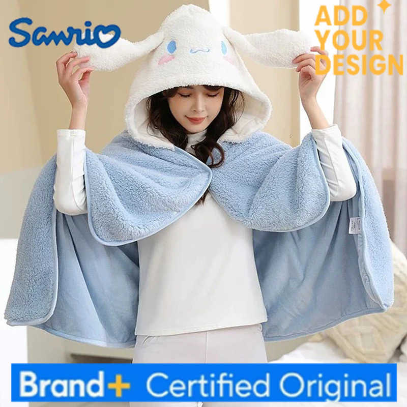 Sanrio High Quality Kuromi Hooded Cloak Hello Kitty Lovely Warm Blanket With Hat Japanes Style Home Office Nap Blanket Party Favor Gift H251223