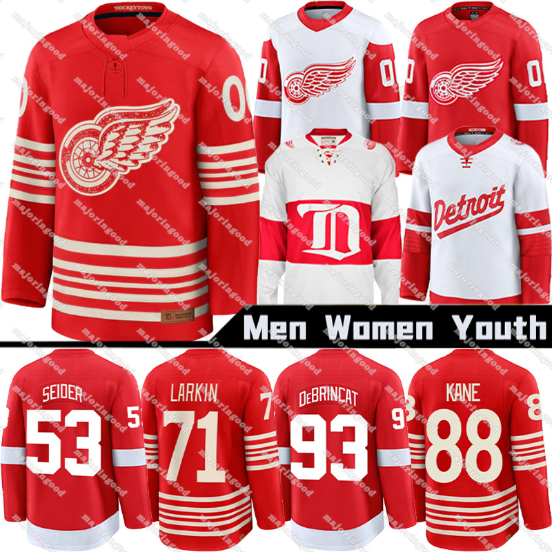 #71 Dylans Larkins detroites hockey jersey red wingsS jersey #88 Patrick Kane Alex DeBrincat Moritz Seider Simon Edvinsson Yzerman John Gibson Lucas Raymond jersey