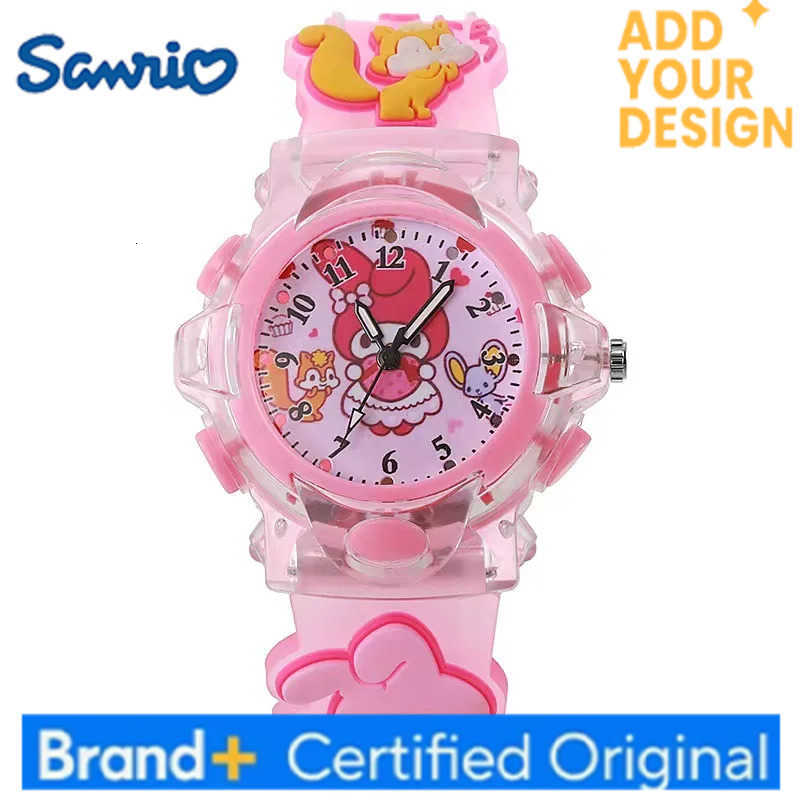 Sanrio Kawaii Watch Cinnamoroll Melody Children LED Luminous Watch Kuromi Hello Kitty Student Wrist Watch Kids Birthday Gift Toy H251223