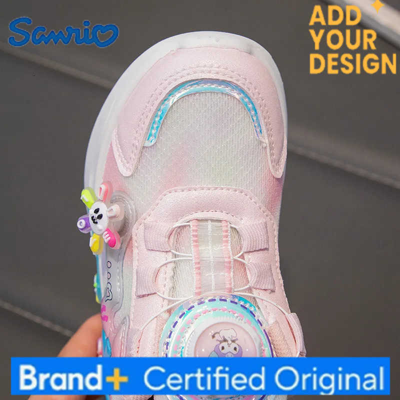 Sanrio Chidrens Autumn New Fashion Cartoon Kuromi Sports Shoes Girls Cute with Windmill Casual Shoes Rotating Button Running Sneakers H251223