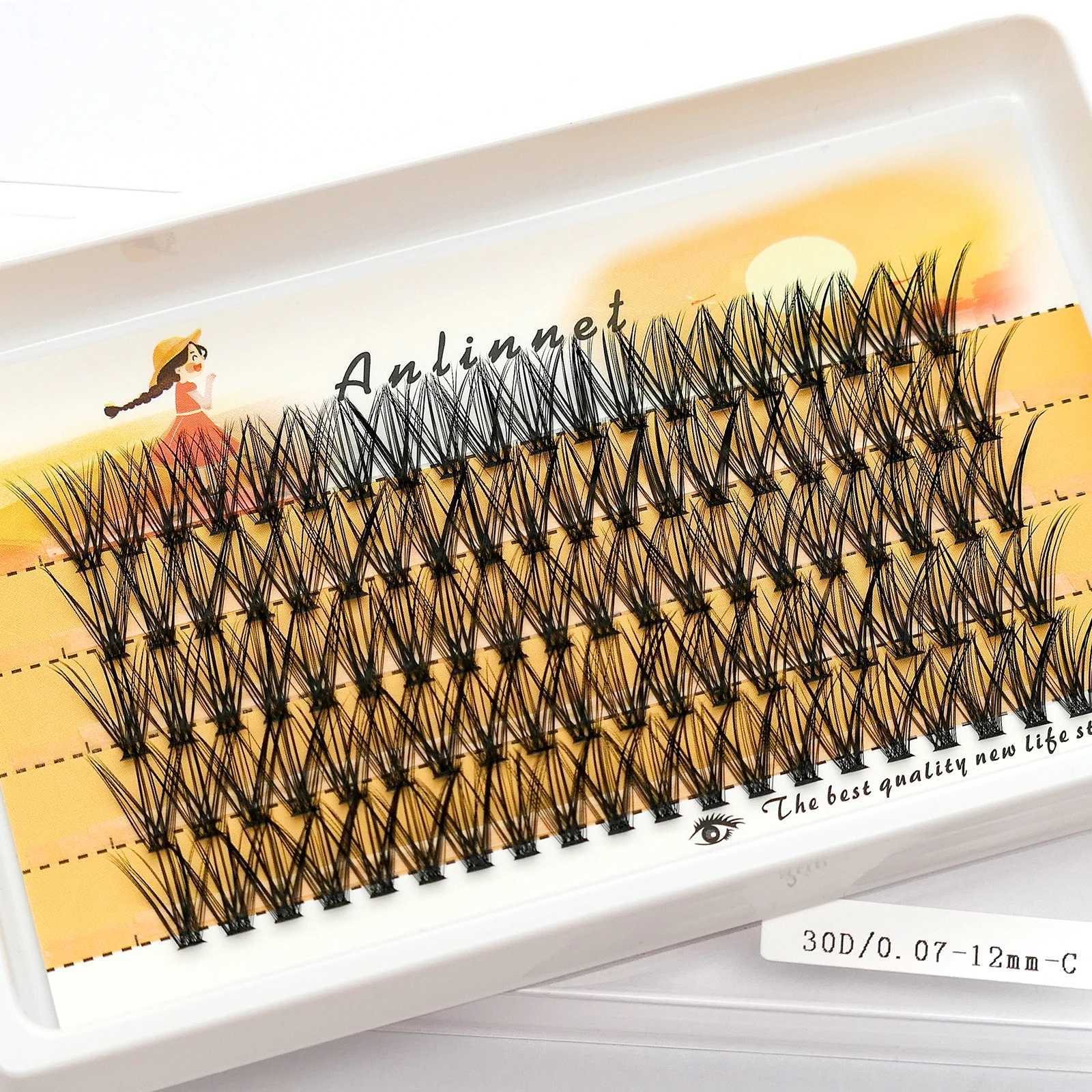 ANLINNET 100 natural eyelash makeup eyelash extension 30D/40D/50D personal eyelash cluster makeup false eyelash toolT251223