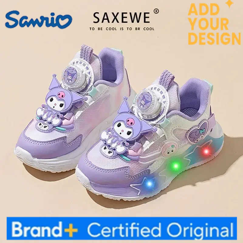 Sanrio Kuromi Girls Kawaii Cartoon Mesh Electric Rotary Button Shoes Anime Soft Sole Sports Spring Autumn New Dad Shoes Fashion H251223