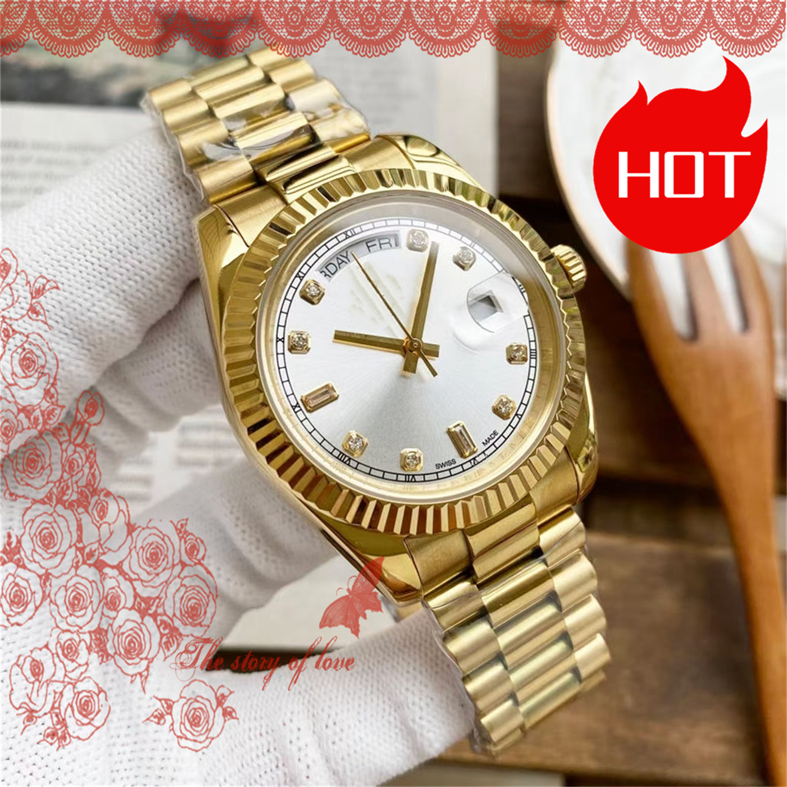 Mens women OYSTERity PERPETUALity DAY DATE Watches Automatic mechanical Movement Stainless Steel Watch womens Wristwatches Luminous montre de luxe #674
