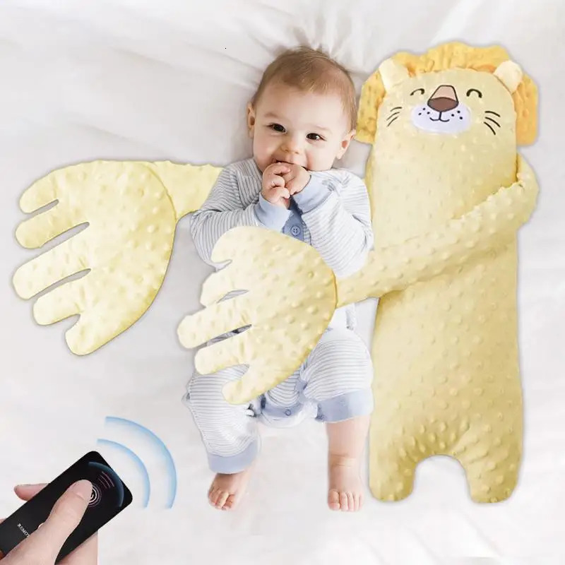 65cm Remote Control Electric Baby Sleep Toy Cartoon Bear Shaped Plush Soothing Dolls Automatic Tapping Comfort Pillow for Infant 251222