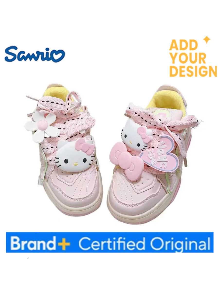 Sanrio 2025 New Hello Kitty plus size Branded For Female Students Soft Girl kids Canvas Shoes red bow child childrens pink Skate Shoes H251223