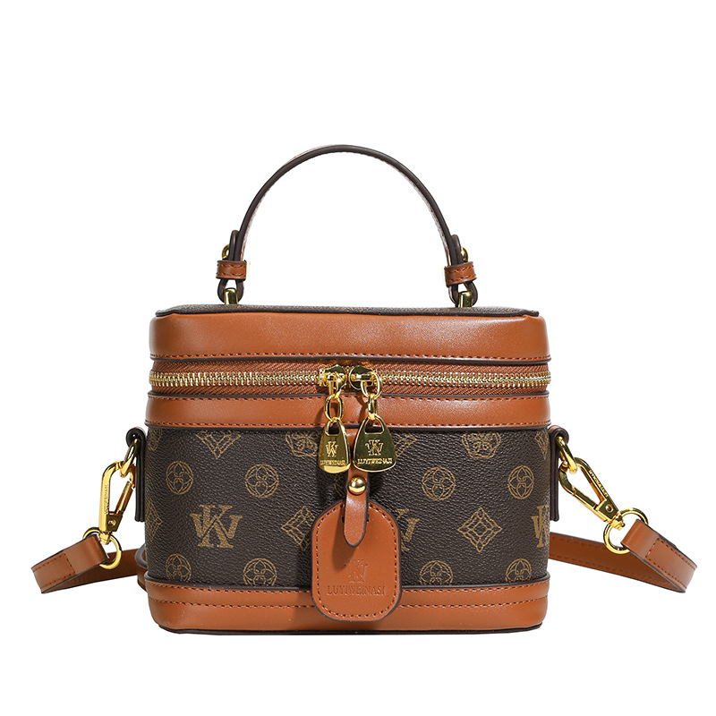 WK Cross-border high-end small square bag women's 2025 new retro printed box bag versatile shoulder bag oblique span bag women