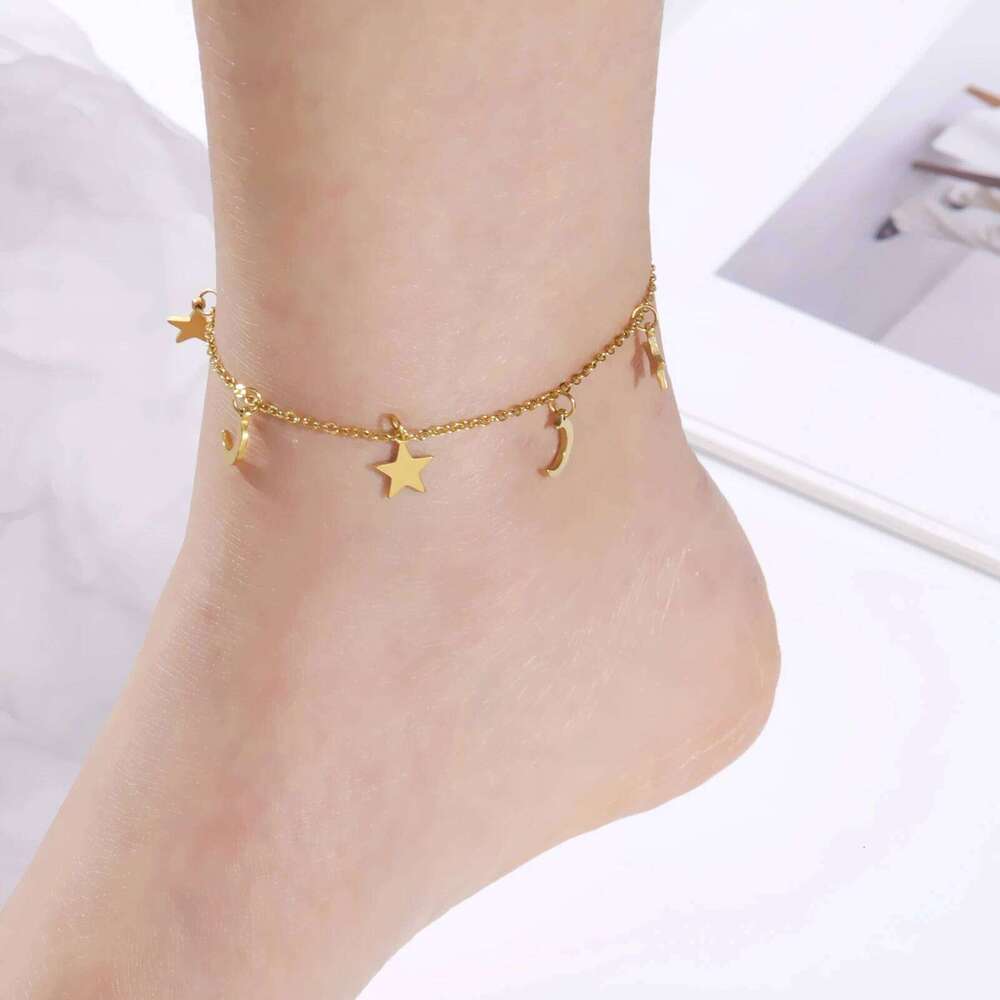 Skyrim Bohemia Heart Crystal Leg Ankle Bracelet Gold Color Stainless Steel Beach Foot Chain Anklet Jewelry Gift for Women Girls 25H1223